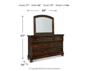 Porter Rustic Brown King Panel Bed with Mirrored Dresser and Chest from Ashley - Luna Furniture