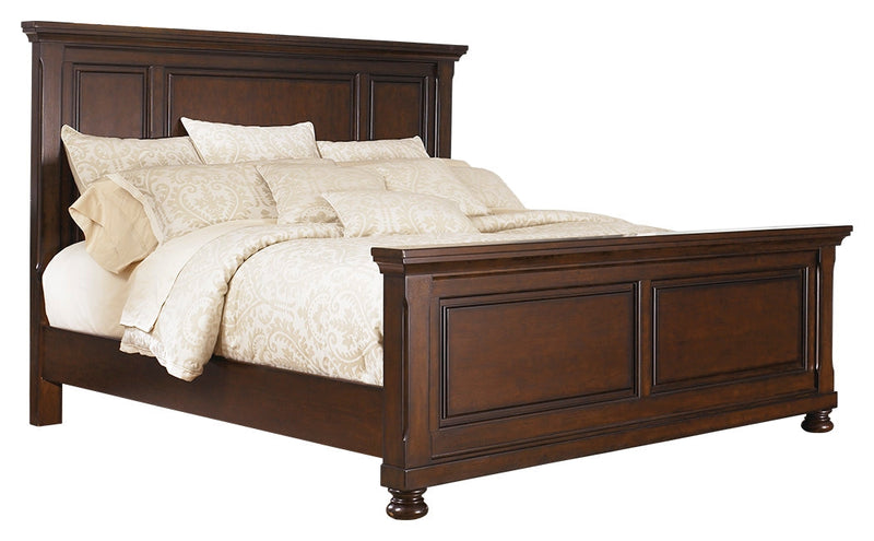 Porter Rustic Brown King Panel Bed with Mirrored Dresser and Chest from Ashley - Luna Furniture