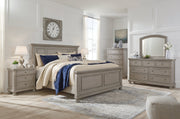 Lettner Light Gray Queen Panel Bed with Mirrored Dresser and 2 Nightstands from Ashley - Luna Furniture