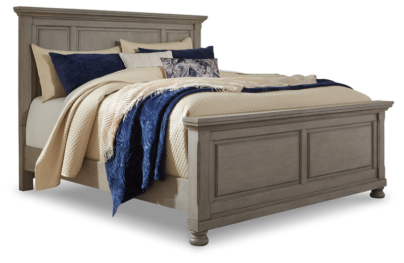 Lettner Light Gray Queen Panel Bed with Mirrored Dresser and 2 Nightstands from Ashley - Luna Furniture