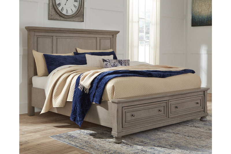 Lettner Light Gray California King Panel Storage bed from Ashley - Luna Furniture