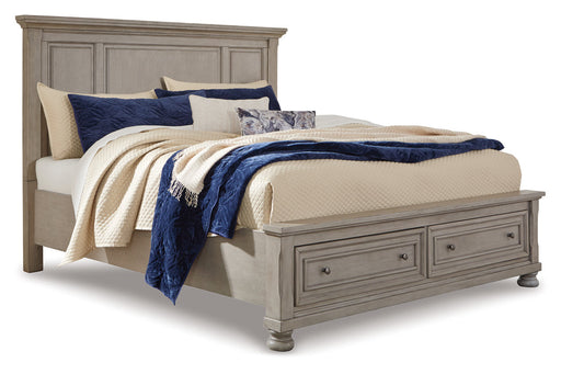 Lettner Light Gray California King Panel Storage bed from Ashley - Luna Furniture