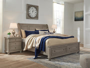 Lettner Light Gray Footboard Storage Sleigh Platform Bedroom Set from Ashley - Luna Furniture