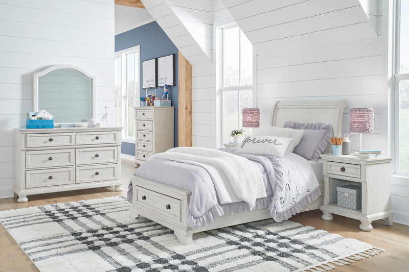 Robbinsdale Antique White Sleigh Storage Bedroom Set from Ashley - Luna Furniture