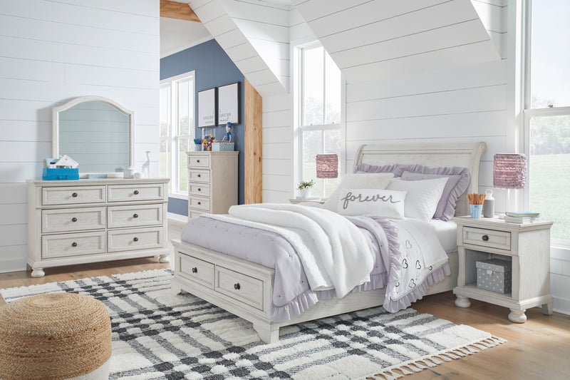 Robbinsdale Antique White Sleigh Storage Bedroom Set from Ashley - Luna Furniture