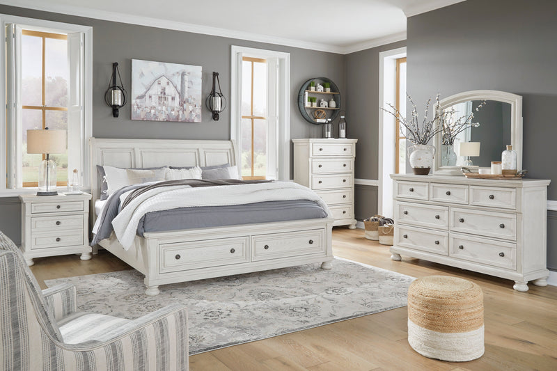 Robbinsdale Antique White Sleigh Storage Bedroom Set from Ashley - Luna Furniture