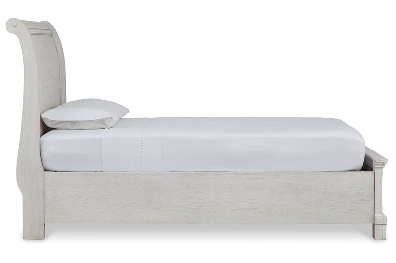 Robbinsdale Antique White Twin Sleigh Storage Bed from Ashley - Luna Furniture