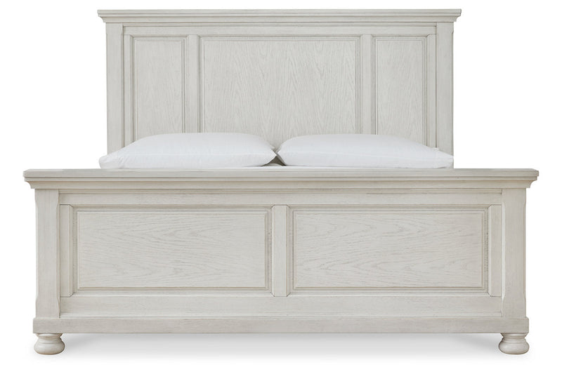 Robbinsdale Antique White California King Panel Bed -  Ashley - Luna Furniture
