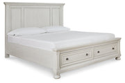 Robbinsdale Antique White King Panel Storage Bed from Ashley - Luna Furniture