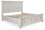 Robbinsdale Antique White King Panel Storage Bed from Ashley - Luna Furniture