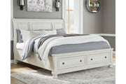 Robbinsdale Antique White California King Sleigh Bed with Storage -  Ashley - Luna Furniture