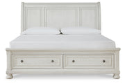 Robbinsdale Antique White California King Sleigh Bed with Storage -  Ashley - Luna Furniture
