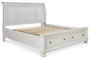 Robbinsdale Antique White California King Sleigh Bed with Storage -  Ashley - Luna Furniture