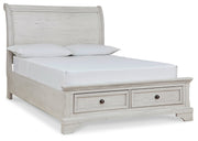 Robbinsdale Antique White Full Storage Bed and Nightstand from Ashley - Luna Furniture