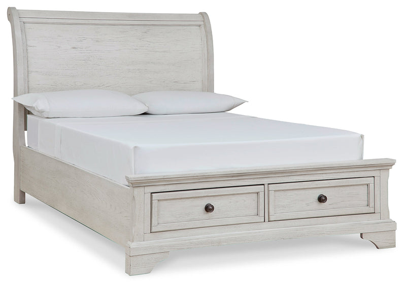 Robbinsdale Antique White Full Storage Bed and Nightstand from Ashley - Luna Furniture