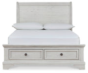 Robbinsdale Antique White Full Storage Bed and Nightstand from Ashley - Luna Furniture
