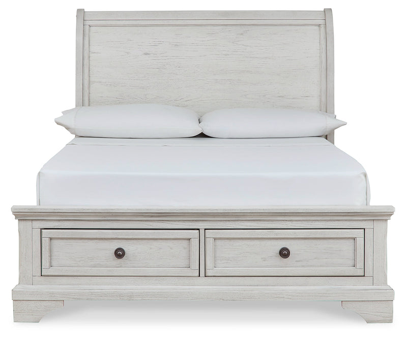 Robbinsdale Antique White Full Storage Bed and Nightstand from Ashley - Luna Furniture