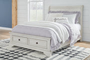 Robbinsdale Antique White Full Storage Bed and Nightstand from Ashley - Luna Furniture