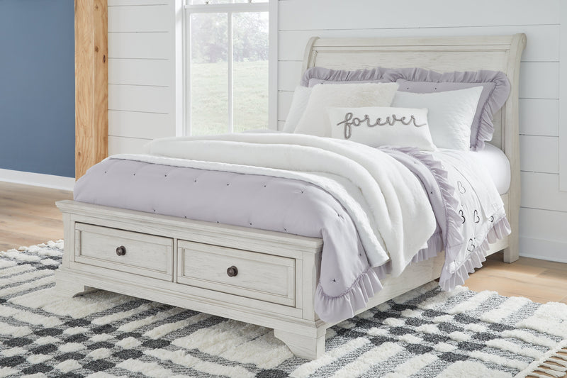 Robbinsdale Antique White Full Storage Bed and Nightstand from Ashley - Luna Furniture