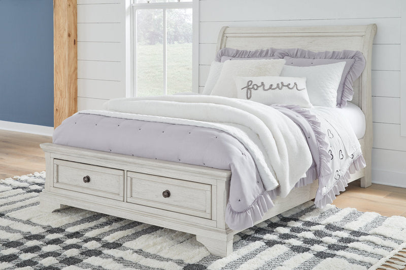 Robbinsdale Antique White Sleigh Storage Bedroom Set from Ashley - Luna Furniture