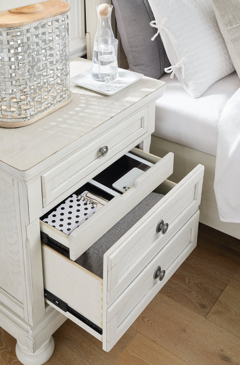 Robbinsdale Antique White Full Storage Bed and Nightstand from Ashley - Luna Furniture