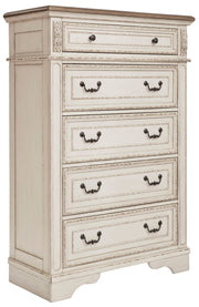 Realyn Chipped White Footboard Storage Platform Bedroom Set from Ashley - Luna Furniture