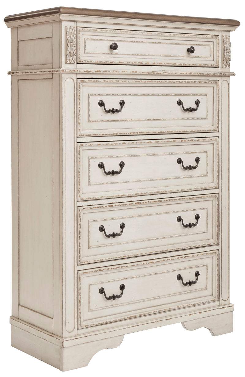 Realyn Chipped White Footboard Storage Platform Bedroom Set from Ashley - Luna Furniture