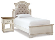 Realyn Two-tone Twin Upholstered Panel Bed and Nightstand from Ashley - Luna Furniture