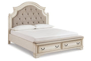 Realyn Two-tone Queen Upholstered Storage Platform Bed from Ashley - Luna Furniture
