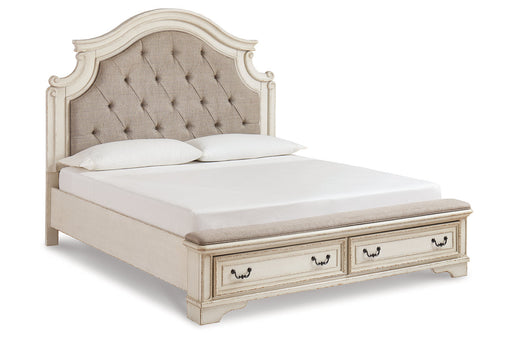 Realyn Two-tone King Upholstered Storage Platform Bed from Ashley - Luna Furniture