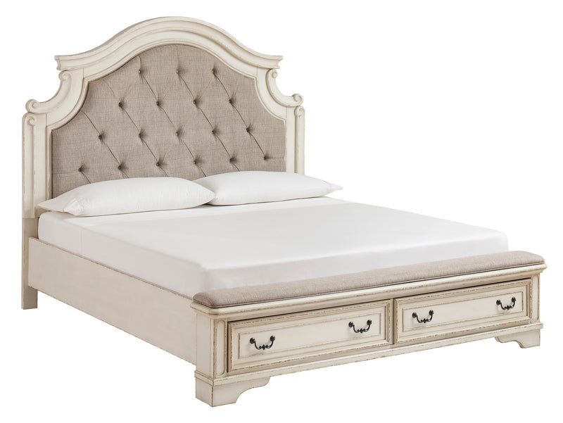 Realyn Chipped White Footboard Storage Platform Bedroom Set from Ashley - Luna Furniture