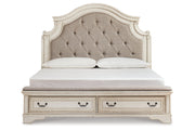 Realyn Two-tone King Upholstered Storage Platform Bed from Ashley - Luna Furniture