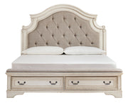 Realyn Chipped White Footboard Storage Platform Bedroom Set from Ashley - Luna Furniture