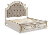 Realyn Two-tone King Upholstered Storage Platform Bed from Ashley - Luna Furniture