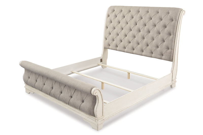 Realyn Chipped White California King Sleigh Bed from Ashley - Luna Furniture
