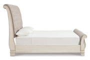 Realyn Chipped White King Sleigh Bed from Ashley - Luna Furniture