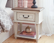 Realyn Two-tone Twin Upholstered Panel Bed and Nightstand from Ashley - Luna Furniture