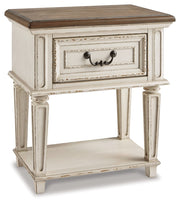 Realyn Two-tone Twin Upholstered Panel Bed and Nightstand from Ashley - Luna Furniture