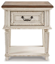 Realyn Two-tone Twin Upholstered Panel Bed and Nightstand from Ashley - Luna Furniture