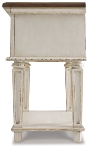 Realyn Two-tone Twin Upholstered Panel Bed and Nightstand from Ashley - Luna Furniture