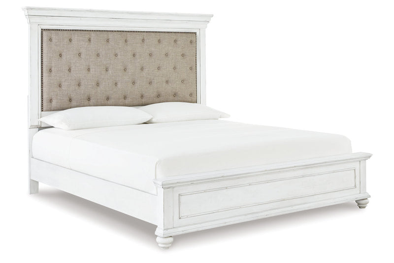 Kanwyn Whitewash California King Panel Bed from Ashley - Luna Furniture