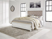 Kanwyn Whitewash King Upholstered Panel Bed, Dresser and Nightstand from Ashley - Luna Furniture
