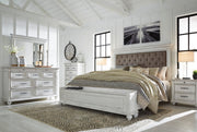 Kanwyn Whitewash Queen Upholstered Storage Bed from Ashley - Luna Furniture