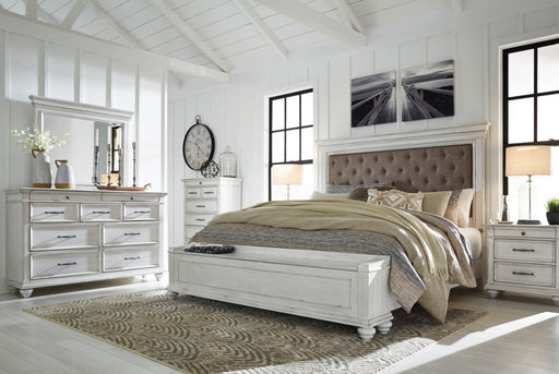 Kanwyn Whitewash Upholstered Storage Bedroom Set from Ashley - Luna Furniture