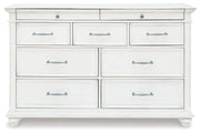 Kanwyn Whitewash King Upholstered Panel Bed, Dresser and Nightstand from Ashley - Luna Furniture