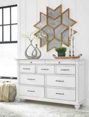 Kanwyn Whitewash King Upholstered Panel Bed, Dresser and Nightstand from Ashley - Luna Furniture
