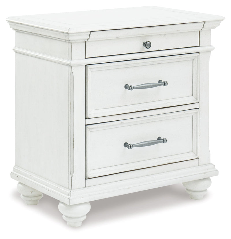Kanwyn Whitewash King Upholstered Panel Bed, Dresser and Nightstand from Ashley - Luna Furniture