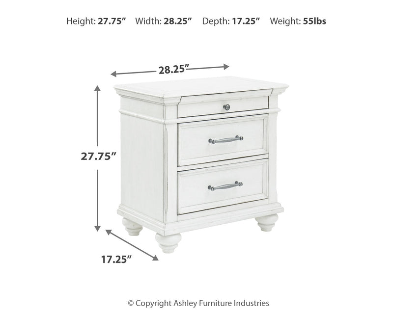 Kanwyn Whitewash King Upholstered Panel Bed, Dresser and Nightstand from Ashley - Luna Furniture