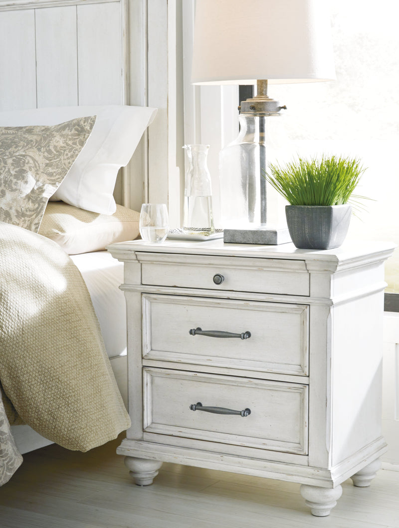 Kanwyn Whitewash King Upholstered Panel Bed, Dresser and Nightstand from Ashley - Luna Furniture