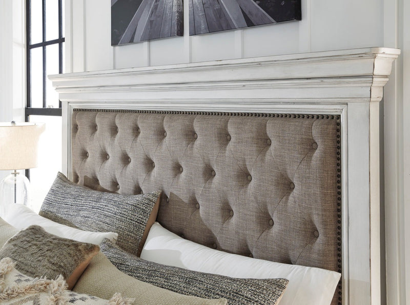 Kanwyn Whitewash Queen Upholstered Storage Bed from Ashley - Luna Furniture